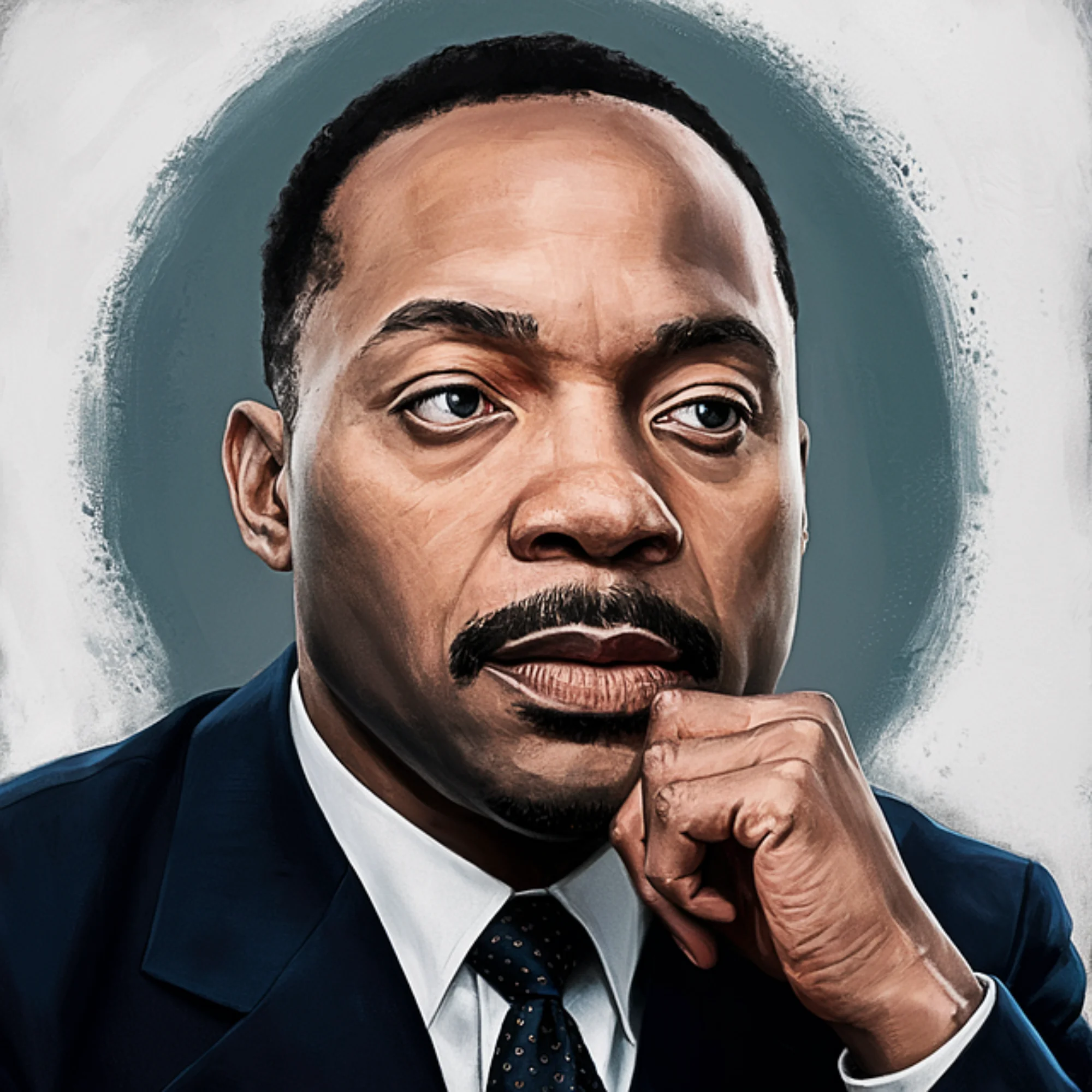 Portrait style photo representing Martin Luther King Jr, civil rights leader and pastor