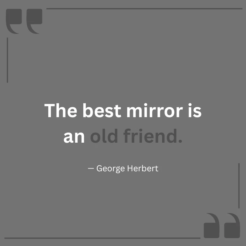The best mirror is an old friend. — George Herbert