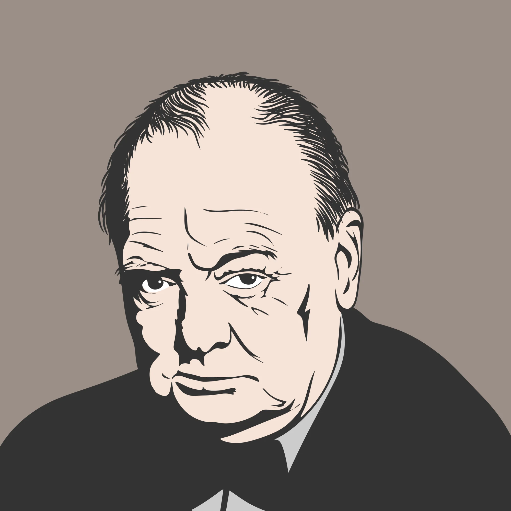 Portrait style photo representing Winston Churchill, statesman and wartime leader