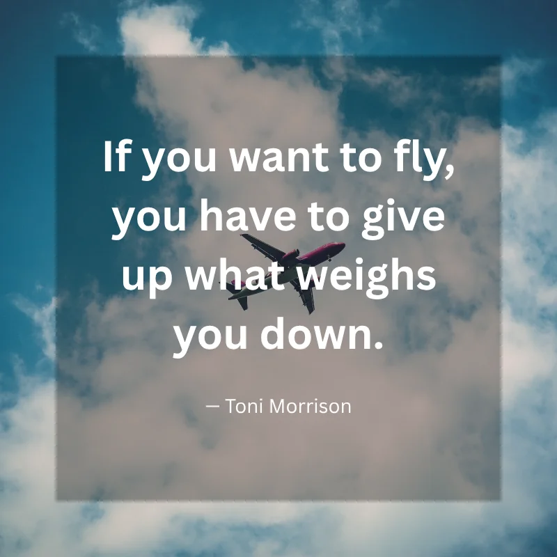 If you want to fly, you have to give up what weighs you down. — Toni Morrison