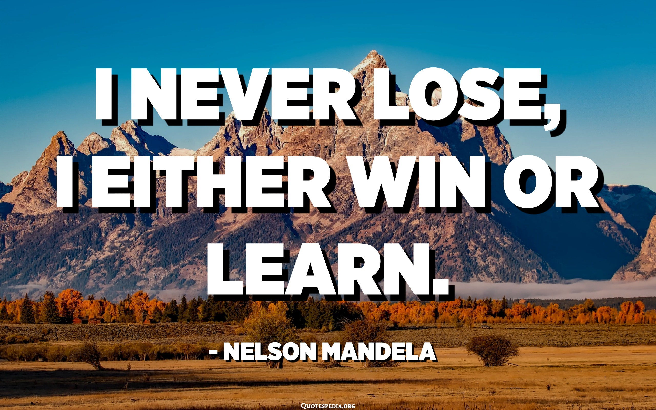 I Never LOSE, I Either WIN Or LEARN. - Nelson Mandela - Quotespedia.org